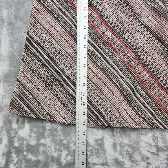 Margaret M Skirt Womens L Red Black Striped Nubby Textured Tweed Pull On Preppy - Picture 7 of 8
